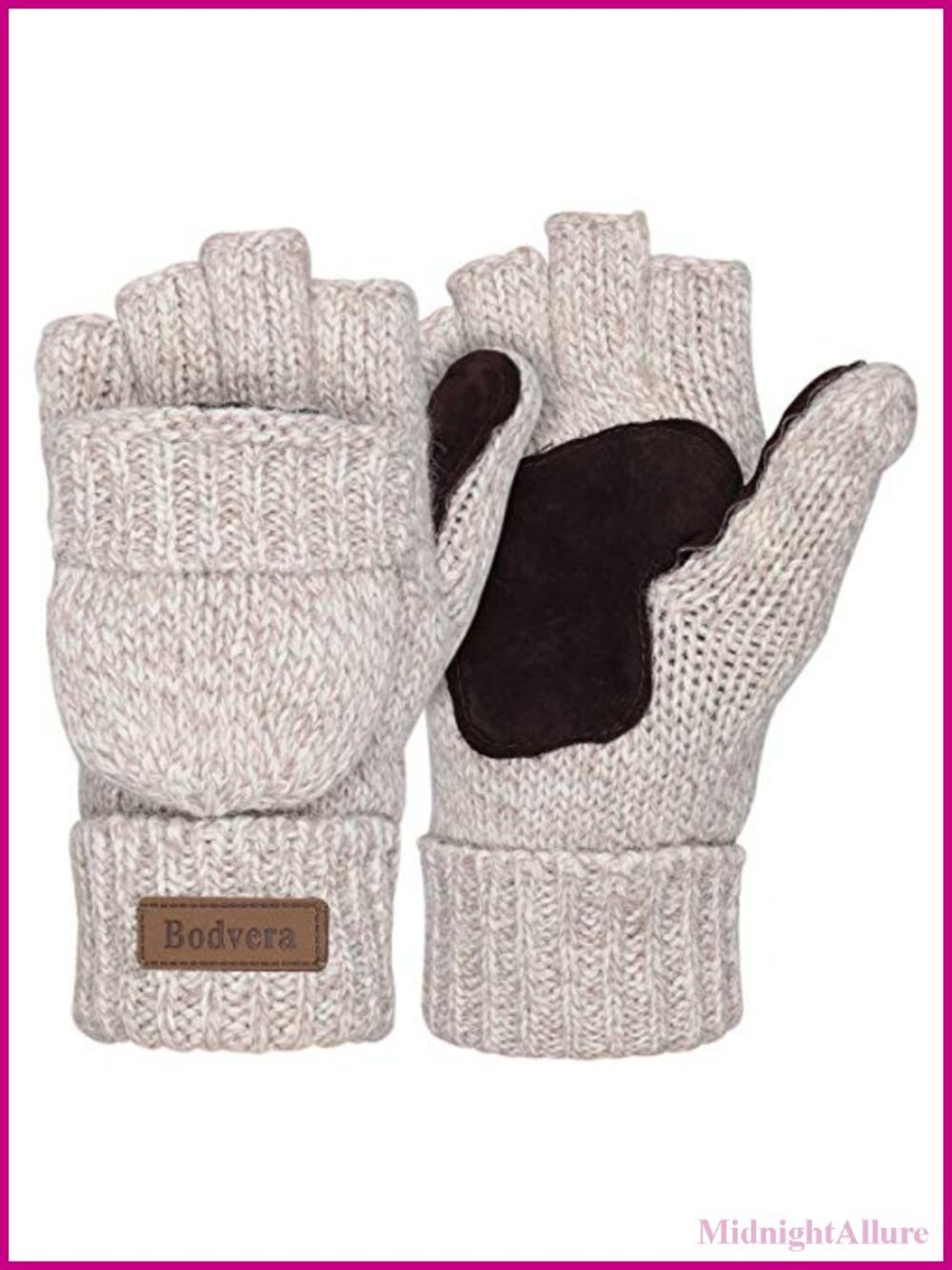 Wool Acrylic Fingerless Convertible Mitten Gloves Thermal Texting Winter